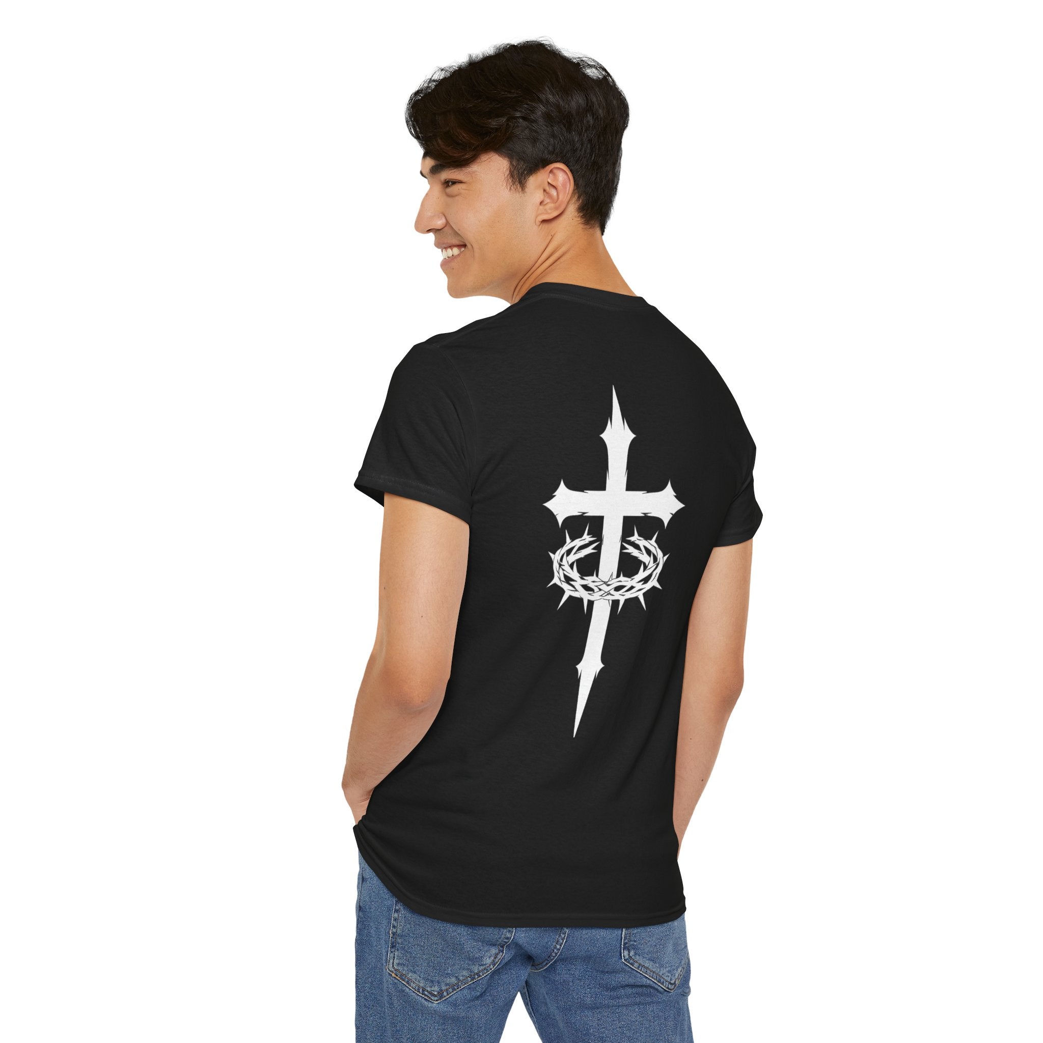 Blood Bought T-Shirt — Gothic Cross & Crown of Thorns Graphic Tee